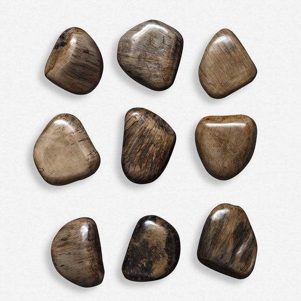 Uttermost Pebbles Walnut Set of 9 Wood Wall Decor