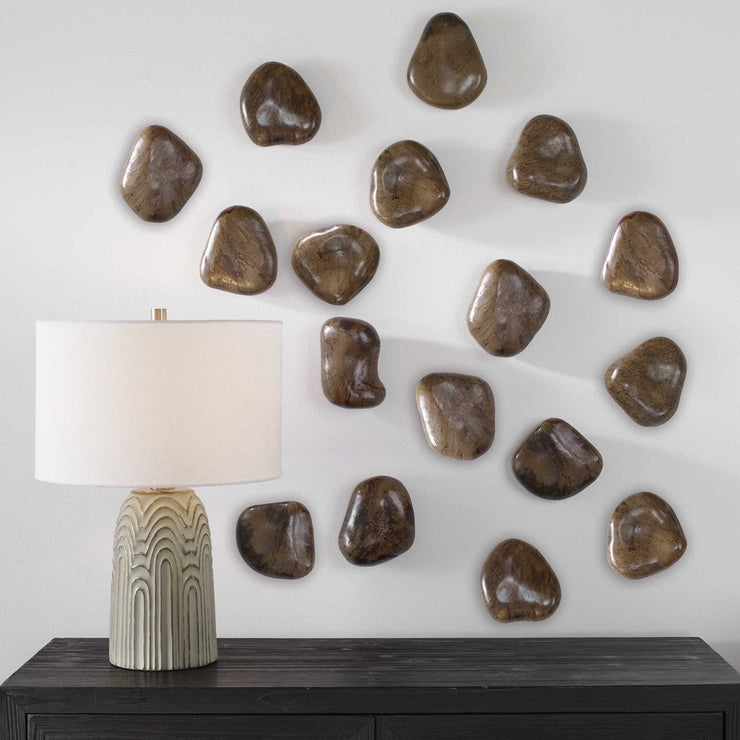 Uttermost Pebbles Walnut Set of 9 Wood Wall Decor