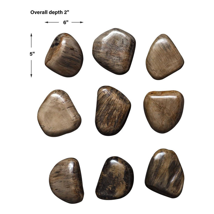 Uttermost Pebbles Walnut Set of 9 Wood Wall Decor
