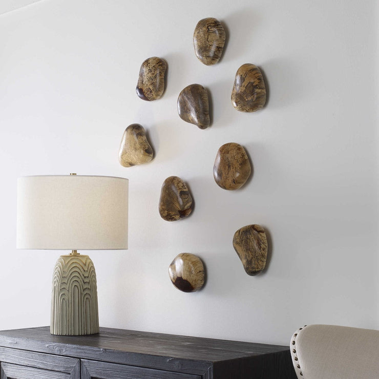 Uttermost Pebbles Blonde Set of 9 Wood Wall Decor