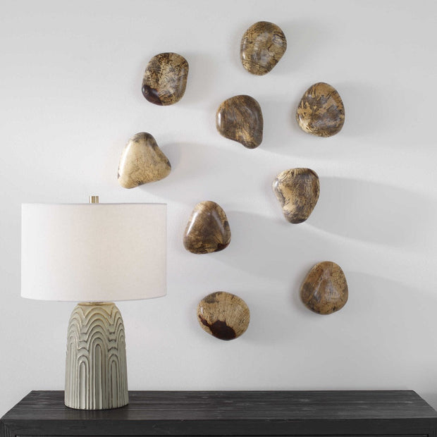 Uttermost Pebbles Blonde Set of 9 Wood Wall Decor