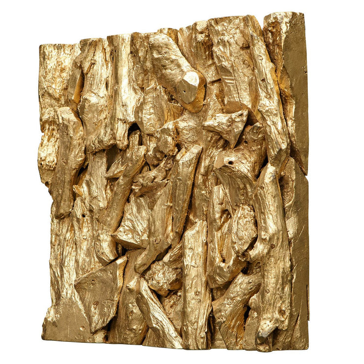 Uttermost Rio Gold Leaf Teak Wood Wall Decor