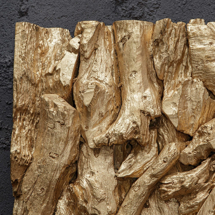 Uttermost Rio Gold Leaf Teak Wood Wall Decor
