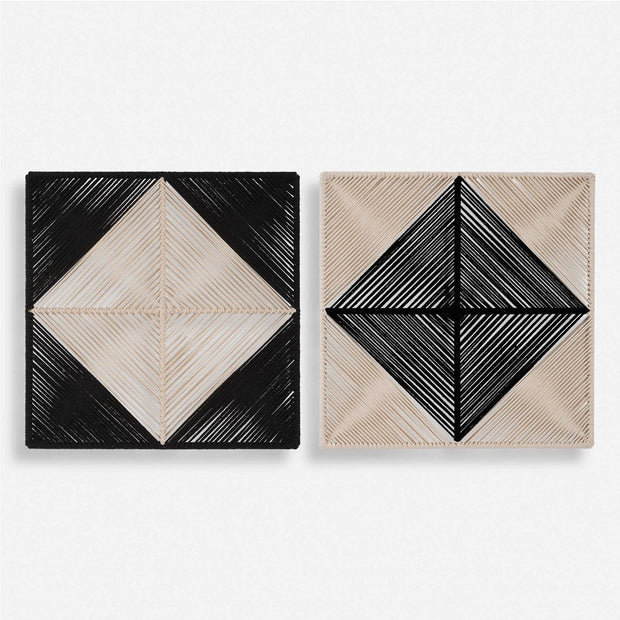 Uttermost Seeing Double Black and White Set of 2 Wall Squares