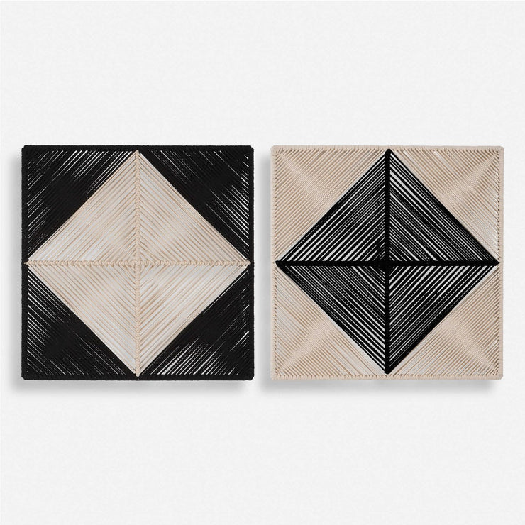 Uttermost Seeing Double Black and White Set of 2 Wall Squares