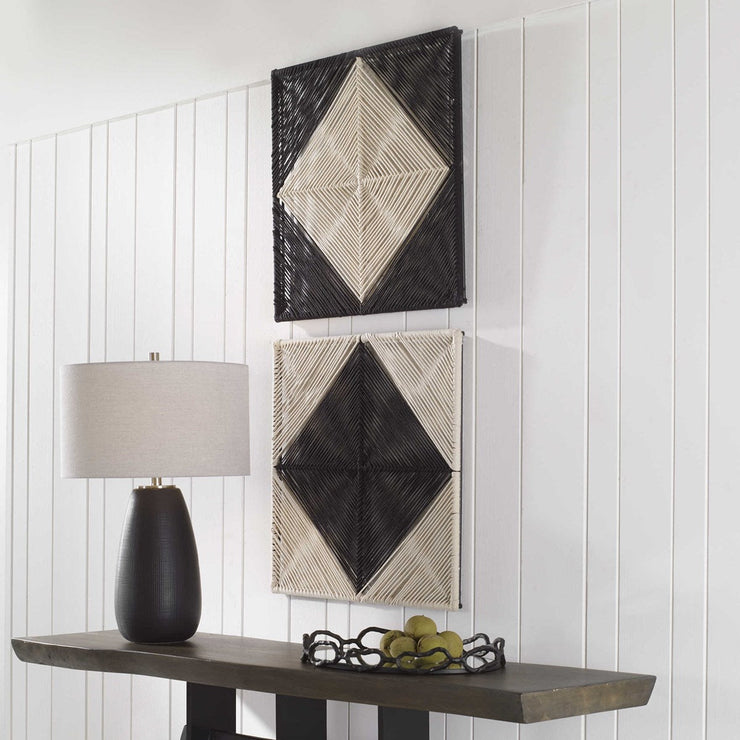 Uttermost Seeing Double Black and White Set of 2 Wall Squares