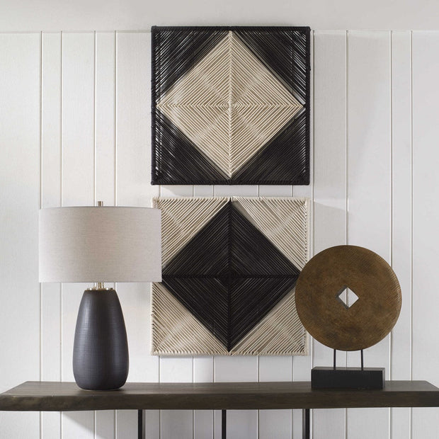 Uttermost Seeing Double Black and White Set of 2 Wall Squares