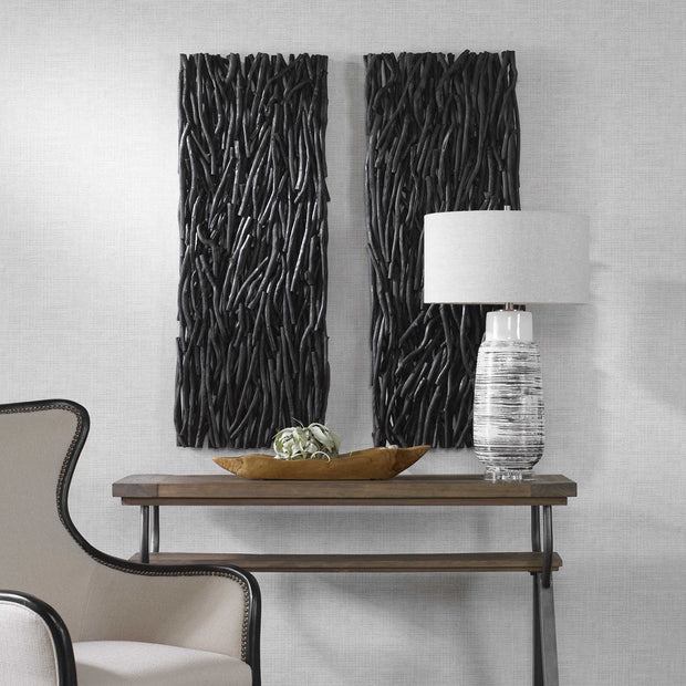 Uttermost Gathered Black Teak Wood Wall Decor
