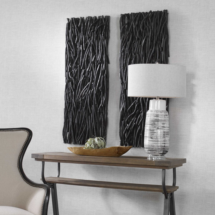 Uttermost Gathered Black Teak Wood Wall Decor