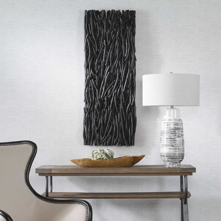 Uttermost Gathered Black Teak Wood Wall Decor