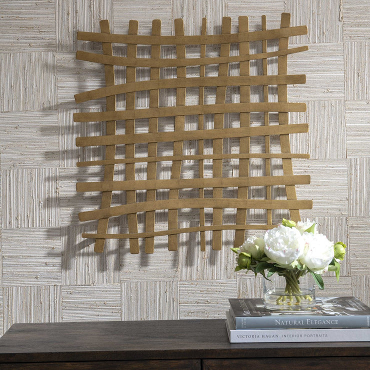 Uttermost Gridlines Antiqued Gold Metal Wall Decor