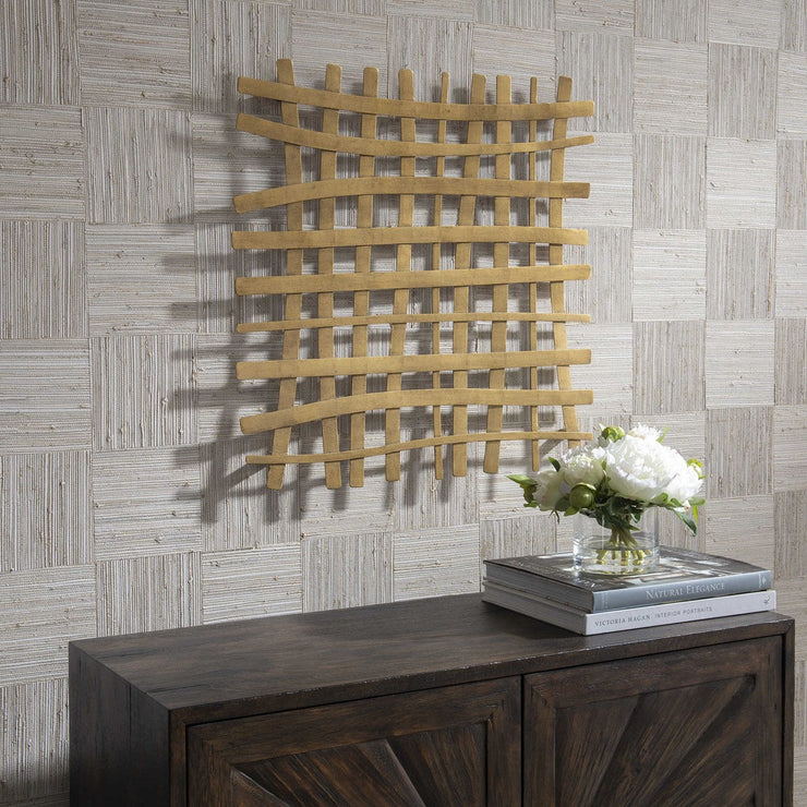 Uttermost Gridlines Antiqued Gold Metal Wall Decor