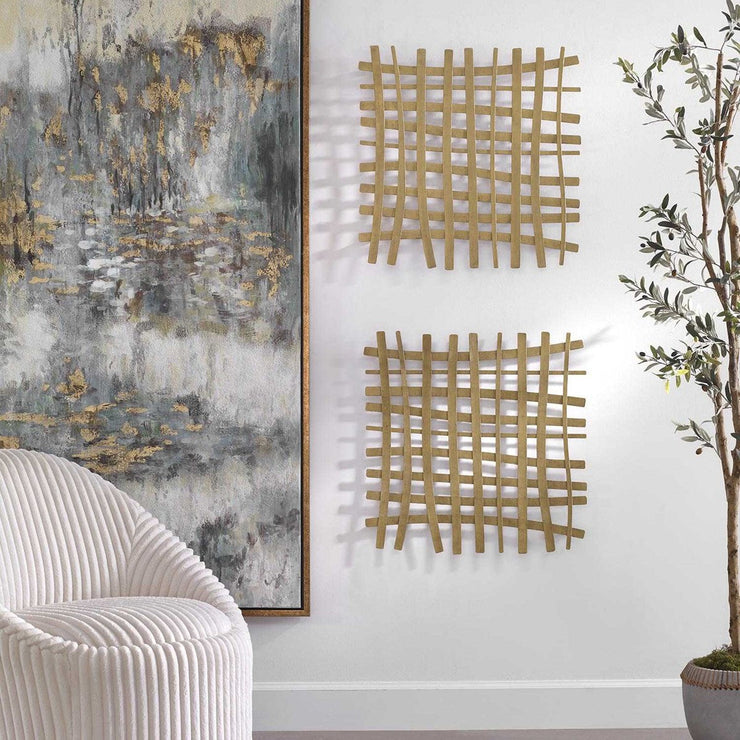 Uttermost Gridlines Antiqued Gold Metal Wall Decor