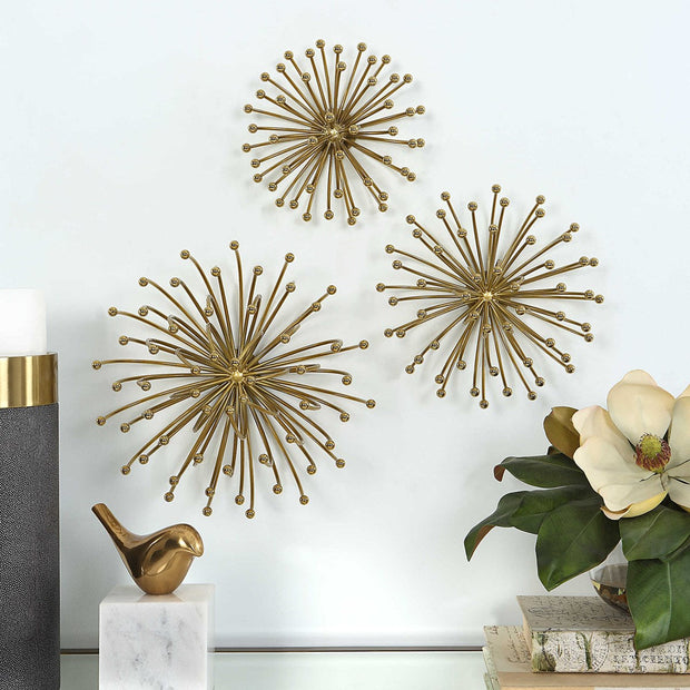 Uttermost Aga Plated Gold Set of 3 Metal Wall Decor