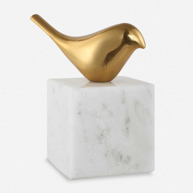 Uttermost Flying Solo Floating Bird on White Marble Wall Decor
