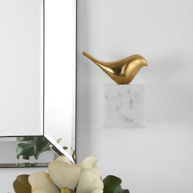 Uttermost Flying Solo Floating Bird on White Marble Wall Decor