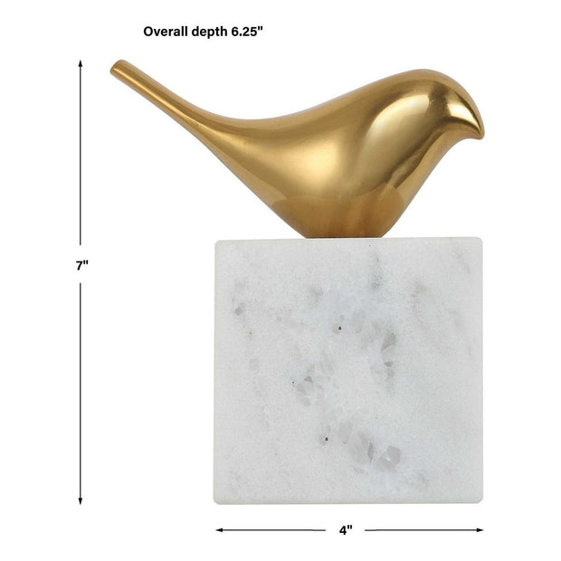 Uttermost Flying Solo Floating Bird on White Marble Wall Decor