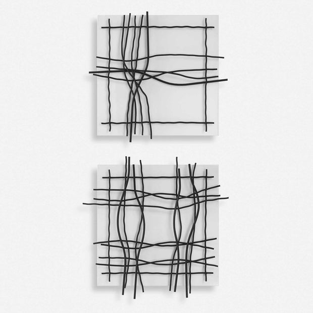 Uttermost Genesis Black and White Set of 2 Metal Wall Decor