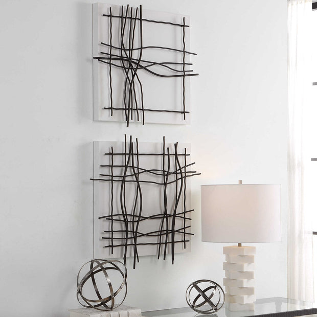 Uttermost Genesis Black and White Set of 2 Metal Wall Decor