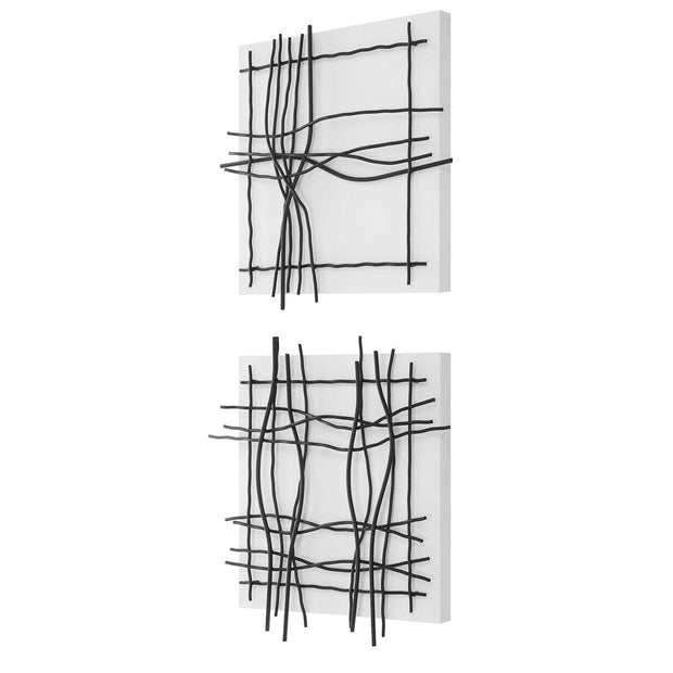 Uttermost Genesis Black and White Set of 2 Metal Wall Decor