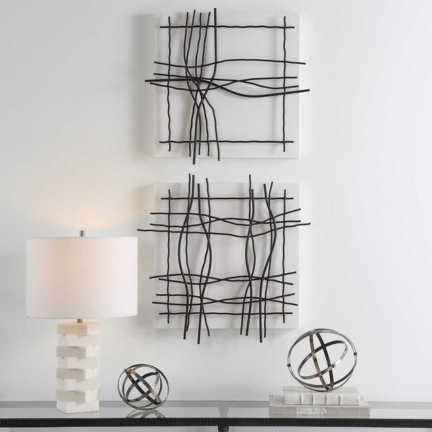 Uttermost Genesis Black and White Set of 2 Metal Wall Decor