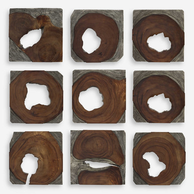 Uttermost Jungle Set of 9 Suar Wood Wall Decor