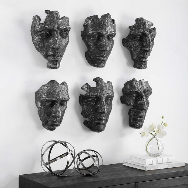 Uttermost Self-Portrait Steel Gray Modern Set of 6 Wall Decor