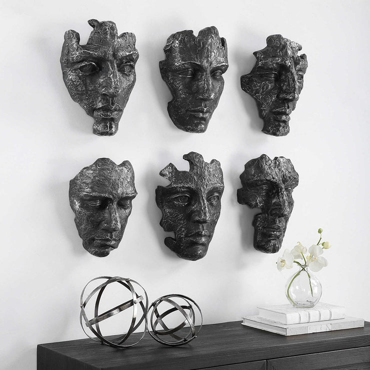 Uttermost Self-Portrait Steel Gray Modern Set of 6 Wall Decor
