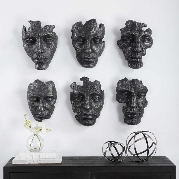 Uttermost Self-Portrait Steel Gray Modern Set of 6 Wall Decor