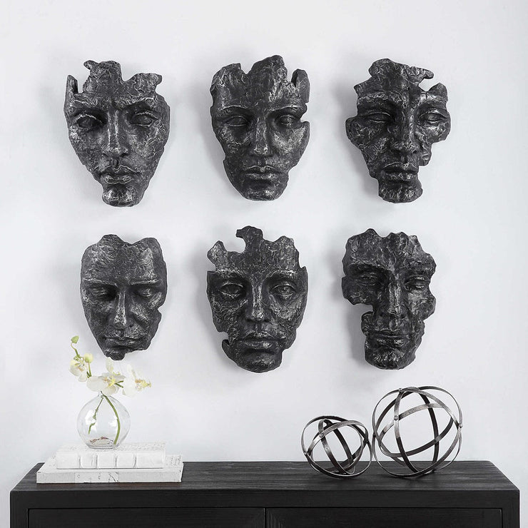 Uttermost Self-Portrait Steel Gray Modern Set of 6 Wall Decor
