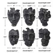 Uttermost Self-Portrait Steel Gray Modern Set of 6 Wall Decor