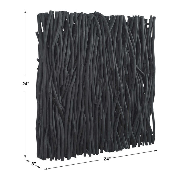 Uttermost Gathered Black Teak Square Wood Wall Decor