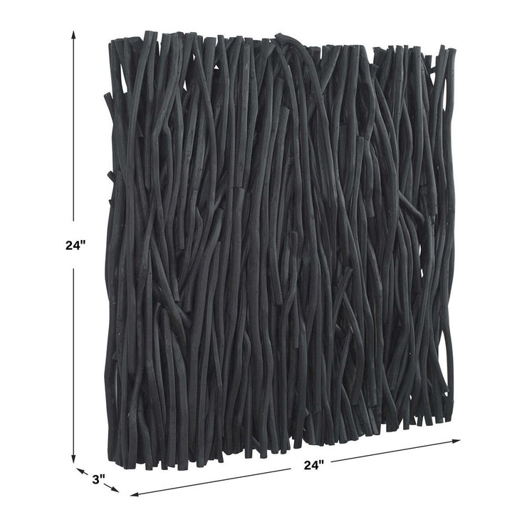 Uttermost Gathered Black Teak Square Wood Wall Decor