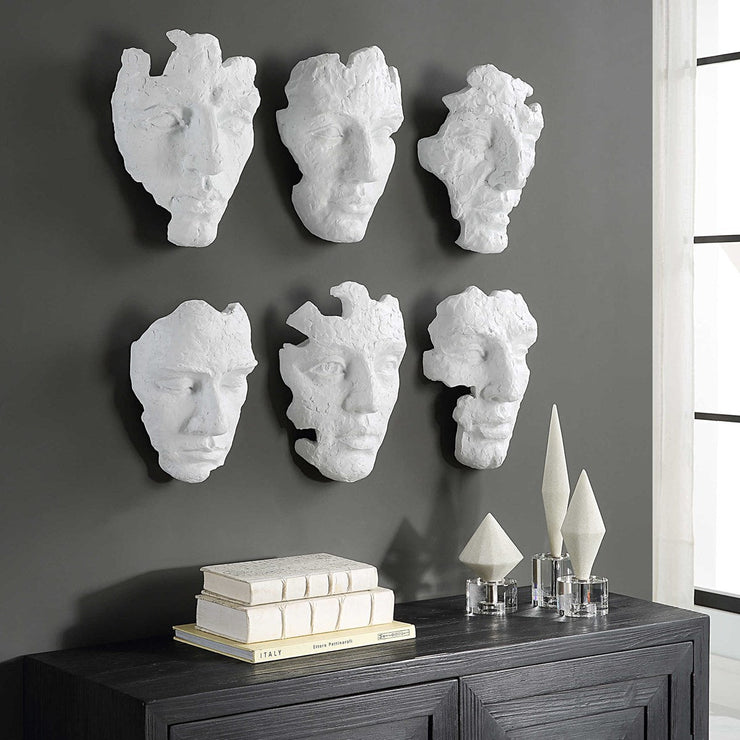 Uttermost Self-Portrait Matte White Mpdern Set of 6 Wall Decor