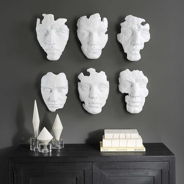 Uttermost Self-Portrait Matte White Mpdern Set of 6 Wall Decor