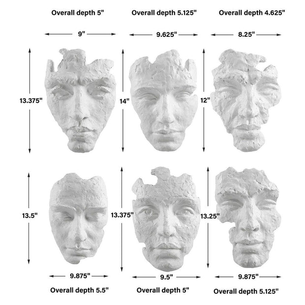 Uttermost Self-Portrait Matte White Mpdern Set of 6 Wall Decor