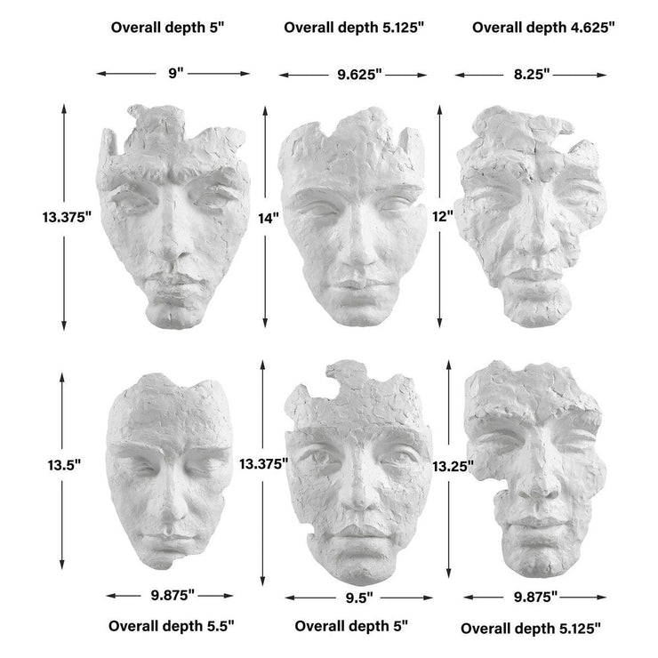 Uttermost Self-Portrait Matte White Mpdern Set of 6 Wall Decor