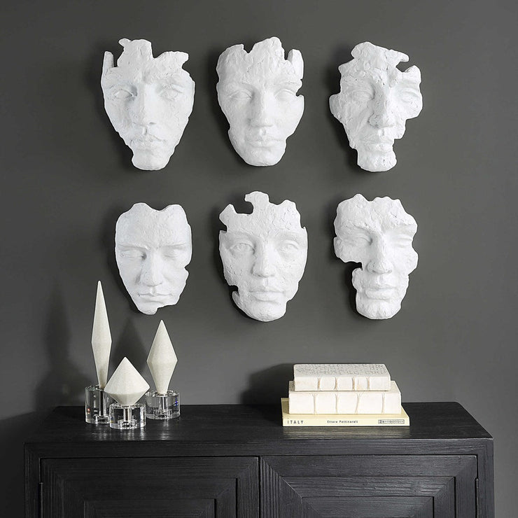 Uttermost Self-Portrait Matte White Mpdern Set of 6 Wall Decor