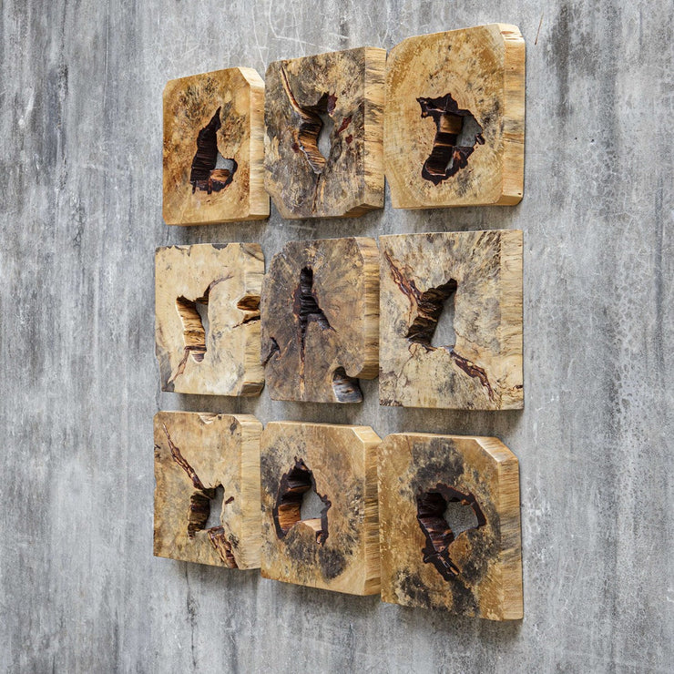 Uttermost Bahati Natural Tamarind Set of 9 Wood Wall Decor
