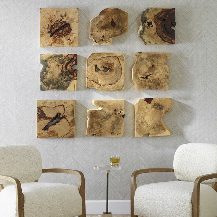 Uttermost Bahati Natural Tamarind Set of 9 Wood Wall Decor