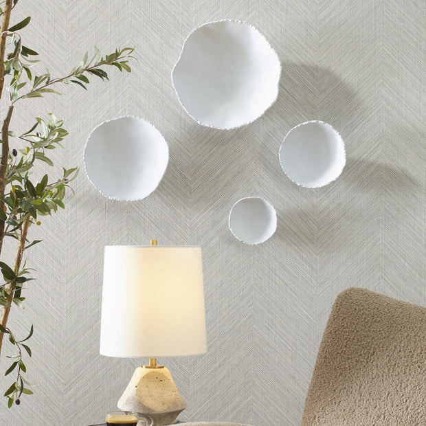 Uttermost Lucky Coins Set of 4 White Bowls Metal Wall Decor