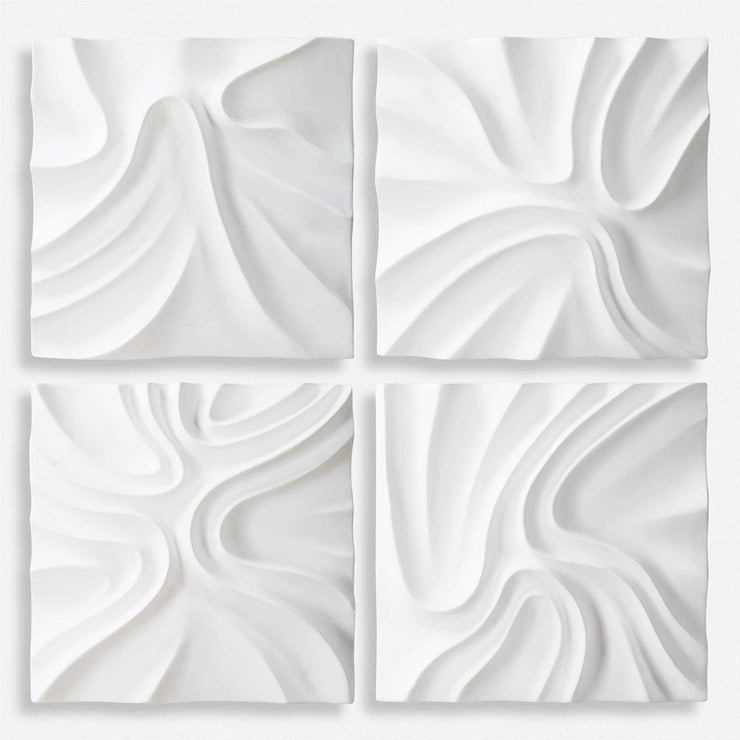 Uttermost Snowdrift Fresh White Set of 4 Wall Decor Panels