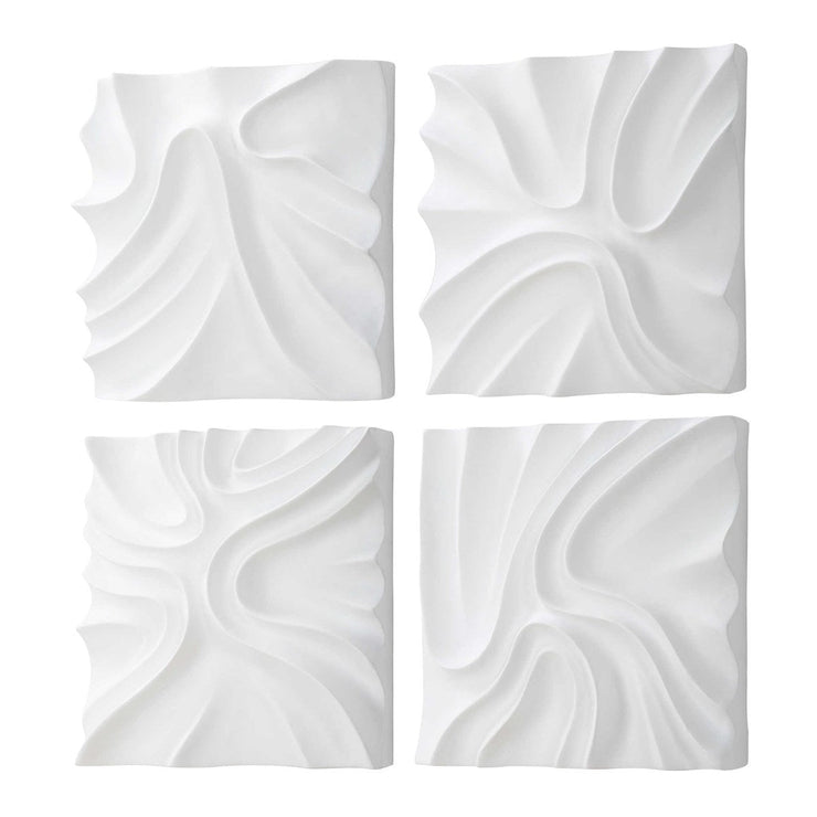 Uttermost Snowdrift Fresh White Set of 4 Wall Decor Panels