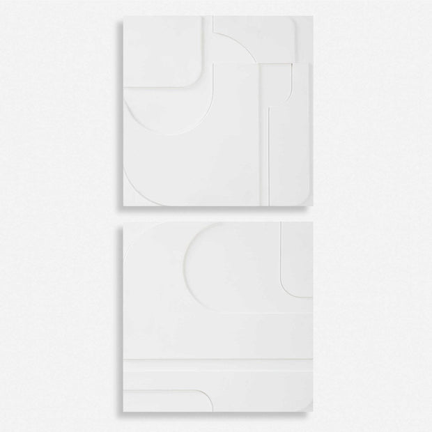 Uttermost Contours Set of 2 White Wood Wall Decor