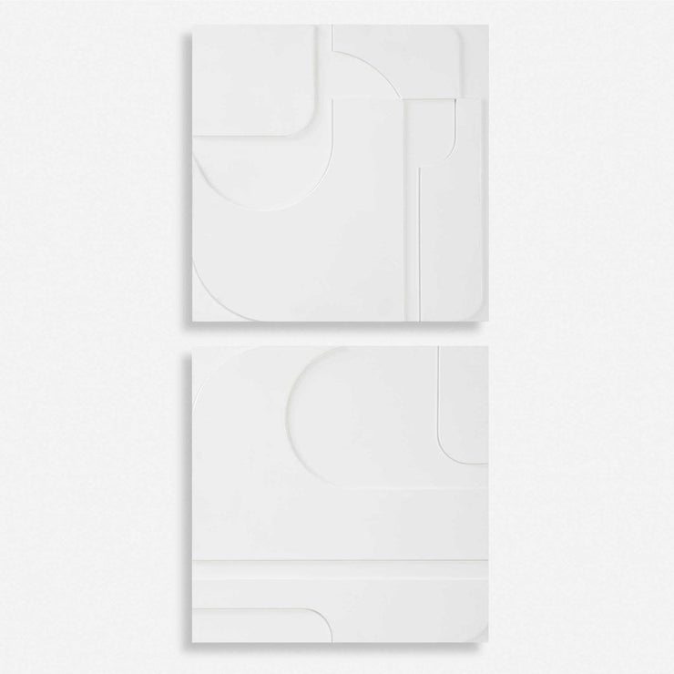 Uttermost Contours Set of 2 White Wood Wall Decor