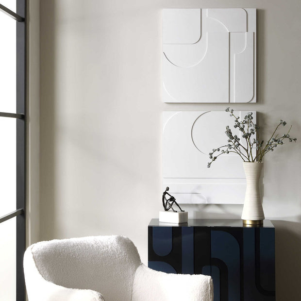 Uttermost Contours Set of 2 White Wood Wall Decor