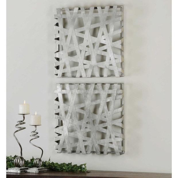 Uttermost Alita Silver Leaf Set of 2 Metal Wall Decor Art