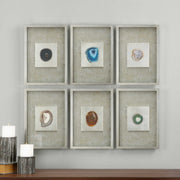 Uttermost Agate Stone Set of 6 Silver Shadow Box Frames