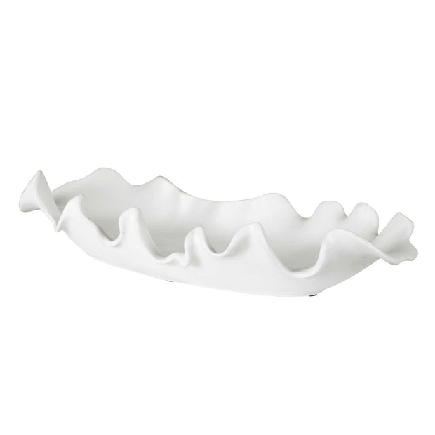 Uttermost Ruffled Feathers Matte White Ceramic Bowl