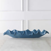 Uttermost Ruffled Feathers Blue Ceramic Bowl